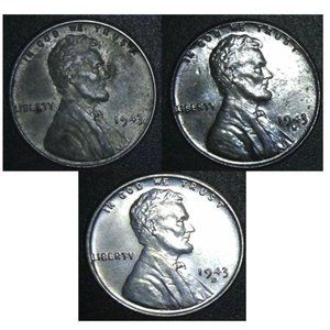 1943 Lincoln Steel Penny Set Wartime Wheat Penny 1943P 1943D 1943S. Collection